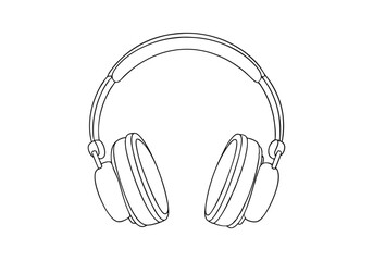 Continuous Line Art of Headphones – Minimalist Audio and Music Accessory Illustration