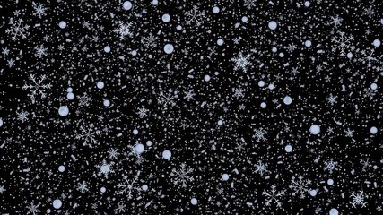 Falling snowflakes on black backdrop, winter texture, snowstorm effect, seasonal decor, Christmas background, snowstorm, black