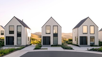 Modern houses with minimalist design and landscape.