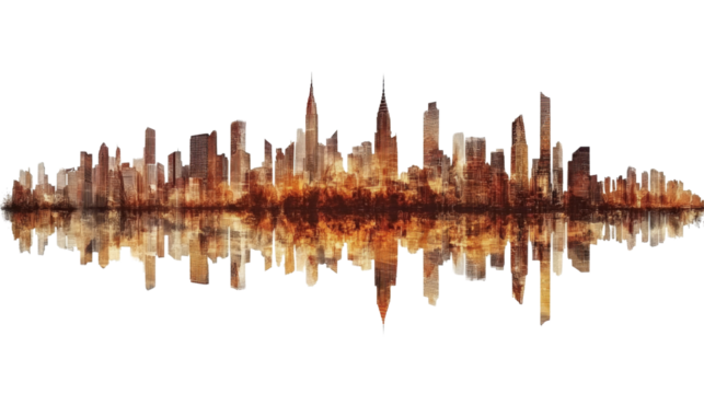 City with buildings transparent background