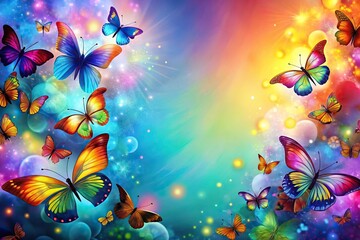 Colorful abstract background with butterflies Forced Perspective