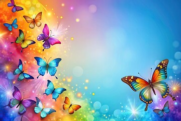 Colorful abstract background with butterflies