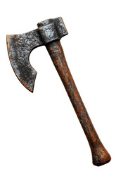 Rusted Iron Battle Axe on Clean White Background