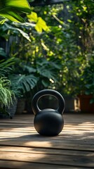 Kettlebell Workout on a Wooden Deck
