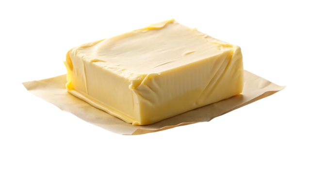 Piece of butter isolated on transparent background