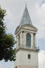 Beautiful blue tower in Topkapi Palace in Istanbul, Turkey