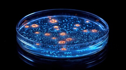 Genetically engineered bacteria in a Petri dish, demonstrating the possibility of modifying microorganisms through technological advancements.