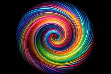 colorful abstract spiral design on black background