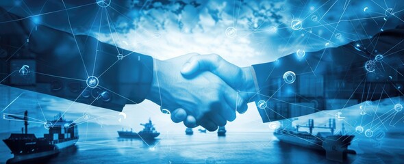 Global Partnership:  A Handshake  Symbolizing  International Cooperation