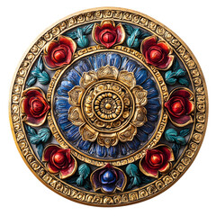 Detailed Ornate Buddhistic Mandala on Isolated White Background