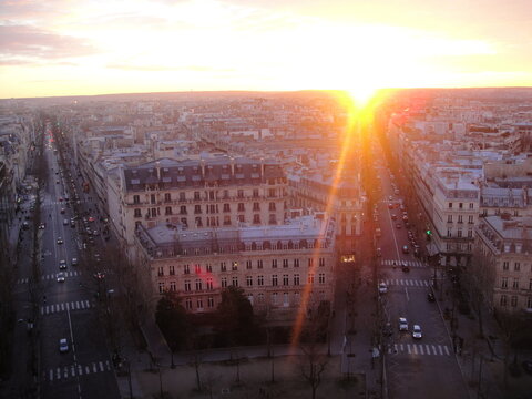 Paris Sunset from the Arc de Triomphe - Powered by Adobe