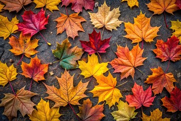 Colorful autumn foliage on the ground Maple leaves Background wallpaper