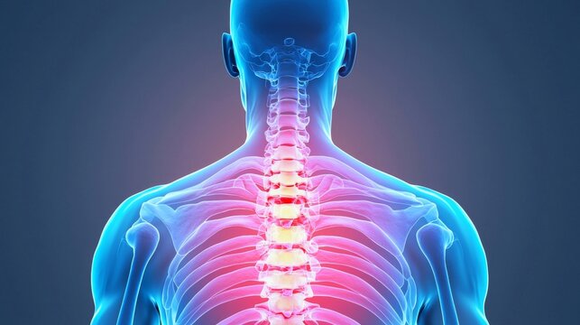 Spinal health awareness human anatomy medical illustration digital art clinical environment back view wellness concept - Powered by Adobe