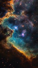 Fototapeta premium Colorful nebula and stars in outer space with vivid detail.
