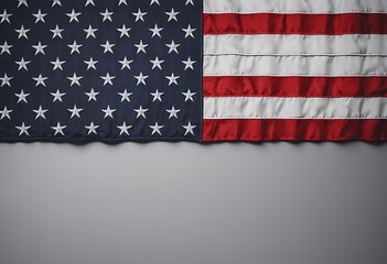 Obraz premium American flag on a pole waving, white background. US of America symbol sign isolated on white