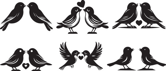 Happy Valentine Day cute bird Silhouette vactor design. 