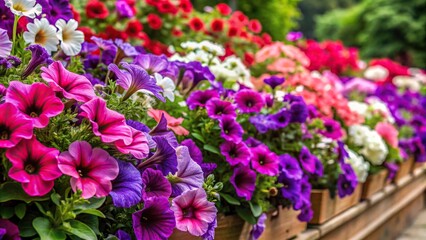 Obraz premium Colorful banks with petunias and cinerarias