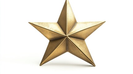 Fototapeta premium A Christmas star, tree topper, sleek modern design, metallic gold texture, isolated on white background 