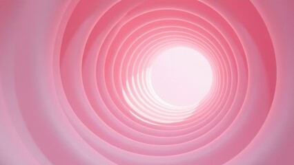 Abstract pink spiral tunnel with soft light and curves