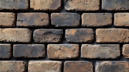 Rows of weathered bricks create a unique texture, showcasing earthy tones and rustic beauty