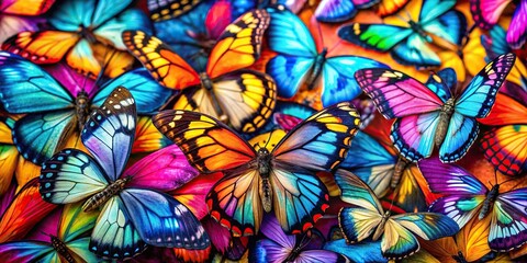 Colorful butterflies in extreme close-up