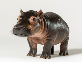 Playful baby hippo in studio lighting wildlife photography indoor setting close-up