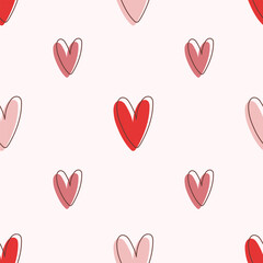 Cute seamless pattern with small hearts. Vector Pastel background. Valentines day and love