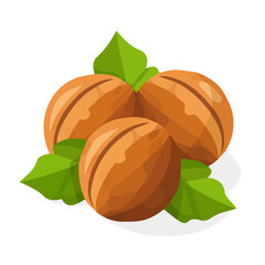 Simple flat 2D illustration of a hazelnuts isolated on a white background, vector 2D design, icon