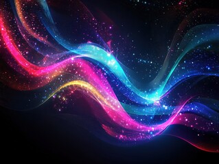 Obraz premium Neon-colored digital mountain landscape with vibrant lights.
