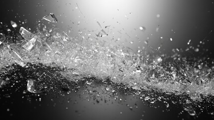 Fototapeta premium Shards of glass glimmer, scattering light into an abstract design on a dark background