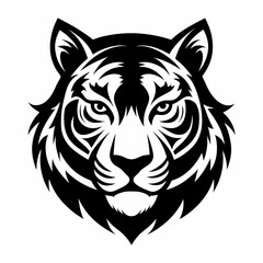 Tiger Head Silhouette Vector Illustration, tiger head logo in black silhouette style for graphic design