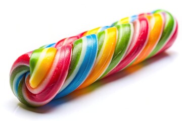 Colorful candy stick isolated on white background macro