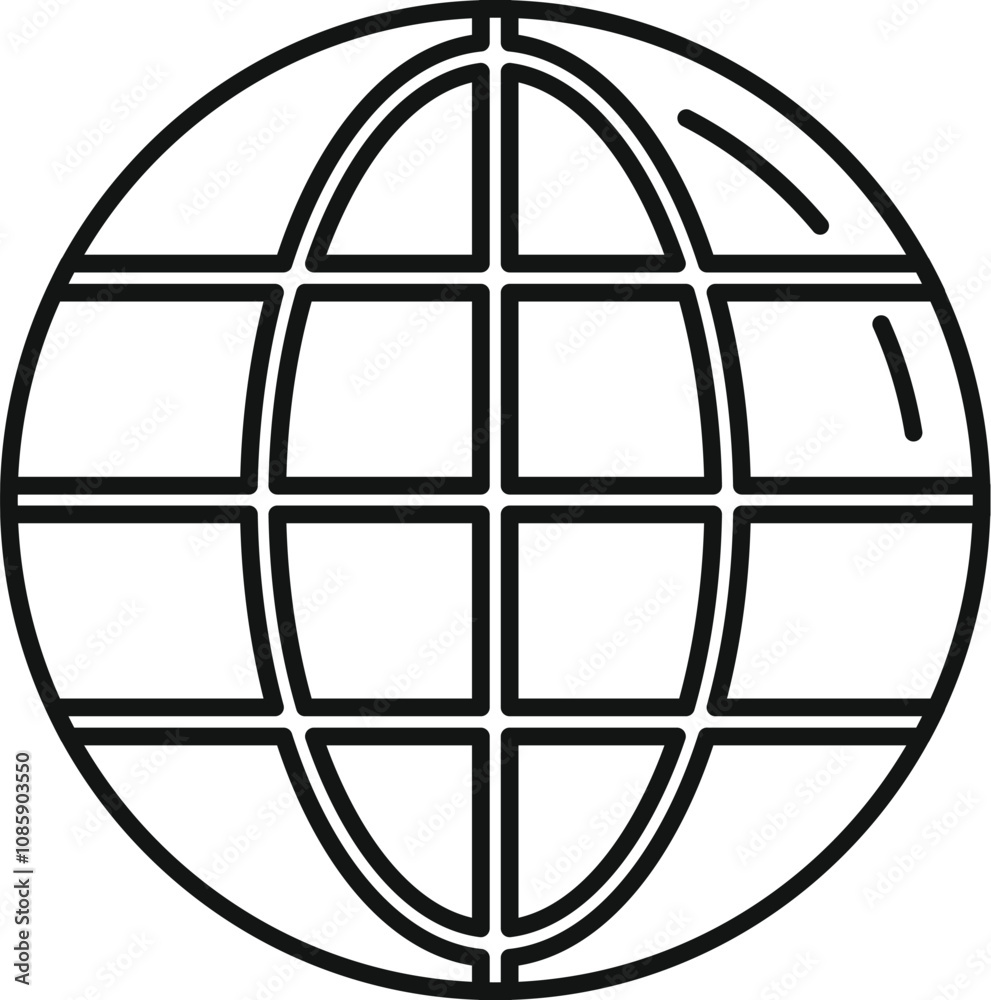 Poster simple sphere shape forming grid with intersecting lines symbolizing global network