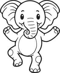 Obraz premium A elephant line art vector illustration color book letter for E