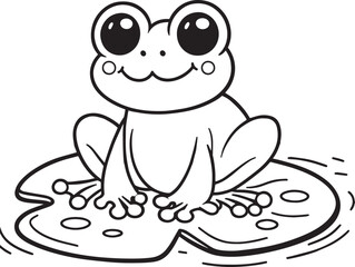 Fototapeta premium A frog line art vector illustration color book letter for F