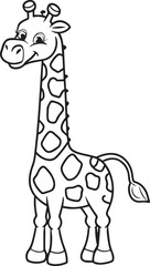 A giraffe line art vector illustration color book letter for G