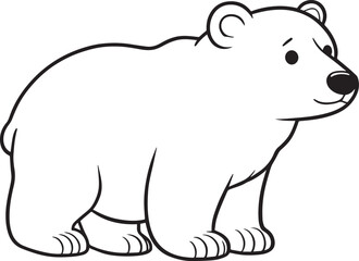 Obraz premium A Polar bear line art vector illustration color book letter for P