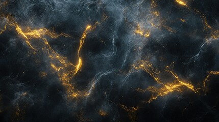 Black abstract background with glowing golden light streaks.