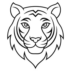 Tiger Head Line Art Vector Illustration, tiger head logo illustration for design