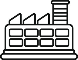 Line drawing of a factory building with smokestacks, representing industrial manufacturing and production