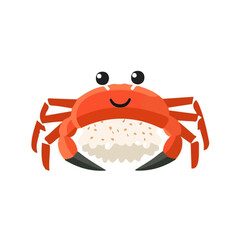 A simple flat 2D icon of kani crab sushi isolated on the background, vector design, ideal for animation, UI/UX design, mobile apps, web design, digital illustrations, flat 2D