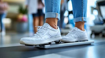 Medical professional conducting balance assessment using computerized platform