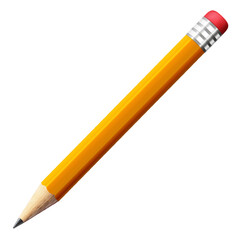 Yellow pencil sharpened with a red rubber on transparent background