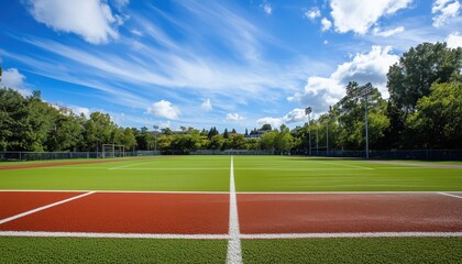 Well-Maintained Athletic Grounds At A_school: An Impeccably Organized Area For Sports And Recreation Activities, Providing Students With A Top-Notch Facility.