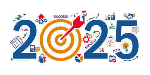2025 goal plan in New Year, annual business plan for achieving goal and success in 2025 year © dlyastokiv