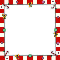 Christmas frame border : Christmas photo booth photocard illustration outline frame in hand drawn style, PNG file no background