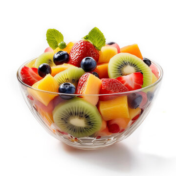 fruit, salade, aliment, frais, dessert, sain, balles, fraise, kiwi, orange, petit d&eacute;jeuner, r&eacute;gime, fruit, salade de fruits, melon, rouge, bonbon, baie, nutrition, pomme, isol&eacute;, raisin, ananas, m&ucirc;r, b