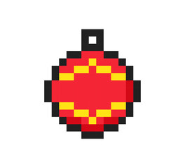 Christmas decorations 8-bit icon, Christmas decorations pixel art item.