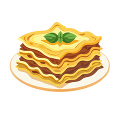 Simple flat 2D illustration of a lasagna bolognese isolated on a white background, vector 2D design, icon, flat 2d