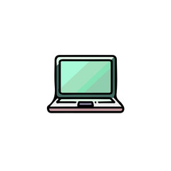 Simple flat 2D illustration of a laptop isolated on a white background, vector 2D design, icon, flat 2d